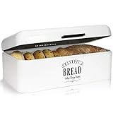 Granrosi Brotkasten - Retro-Brotbox mit Scharnierdeckel -platzsparende Aufbewahrungsbox für längeres und frischeres Essen - Brottopf - Brotaufbewahrung - Cremeweiß
