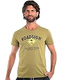 ROADSIGN australia Herren T-Shirt mit Logo-Aufdruck und Rundhalsausschnitt, 100% Baumwolle Oliv | 2XL