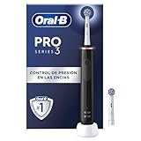 Oral-B PRO 3 series 3 Elektrische Zahnbürste/Electric Toothbrush,2 Sensitive Clean Aufsteckbürsten,3 Putzmodi und visuelle 360° Andruckkontrolle für Zahnpflege, Geschenk Mann/Frau, schwarz, 1 stück
