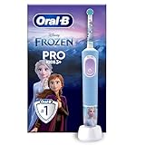 Oral-B Pro Kids Elektrische Kinderzahnbürste, Disney Frozen, 1 weiche Bürste, 1 weiche Bürstenbürste, Timer und Vibrationen, wiederaufladbarer Akku, 4 Aufkleber, 4 Aufkleber, ab 3 J