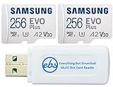 Samsung-256 GB Evo Plus mit SD-Adapter, MicroSD-Karte, Klasse 10, SDXC UHS-I 4K V30 Speicherkarte (MB-MC256KA) Bundle mit (1) Everything But Stromboli Micro- und SD