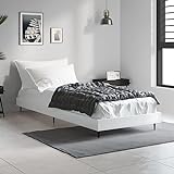 MNISDFL Bett kopfteil Bodenbett Schlafzimmer möbelEinzelbett Bettgestell Hochglanz-Weiß 75x190 cm Holzwerk