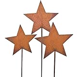 Bornhöft Gartenstecker 3er Set Sterne aus Edelrost Metall Rost Gartendekoration Weihnachten rostige Gartendek
