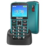 uleway Seniorenhandy mit großen Tasten und Mobiltelefon ohne Vertrag,2,4 Zoll LCD|Hörgeräte kompatibel|SOS-Funktion |Dual SIM Handy |Taschenlampe und Ladestation, vodafone, Dunkelgrü