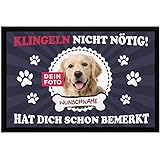 SpecialMe® Fußmatte mit eigenem Hund selbst gestalten personalisiert mit Name und Foto Haustier Hundebesitzer rutschfest & waschbar schwarz 60x40