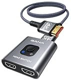 HDMI Switch 4K @ 60Hz Splitter 【with 3FT HDMI Cable】, GANA Aluminum Bidirectional HDMI Switcher 2 in 1 Out, HDMI Hub for 3D, HDCP2.2, HDR, Compatible with Xbox, PS5/4/3, Fire Stick, Roku, Blu-Ray