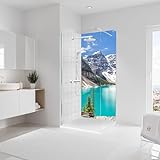 Schulte Duschrückwand Foto, Bergsee, 90x210 cm, Wandverkleidung aus 3 mm Aluminium-Verbundplatte als fugenloser F