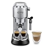 De'Longhi Dedica Style EC 685.M – Espresso Siebträgermaschine, Espressomaschine mit professionellem Milchaufschäumer, nur 15 cm breit, für Kaffeepulver oder ESE Pads, 1 l Wassertank, silb