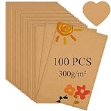 100 Stück A6 Kraftpapier, 14,8 x 10,5 Kraftpapier Karten, 300 g/m² Postkarten Blanko, Blanko Karteikarten,DIY Kreative Bastelprojekte für Drucken, Einladungen, Grußkarten, Einladungen(Braun)