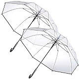 Carlo Milano Schirm: 2er-Set transparente Stock-Regenschirme, Stahl & Fiberglas, Ø 100 cm (Durchsichtiger Regenschirm, Stockschirm, Transparenter)