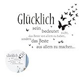 Wandtattoo Sprüche Glücklich, Wandtattoo Sprüche und Zitate, Wandtattoo Sprüche Träume Nicht Dein Leben, Wandaufkleber Zitate Inspirierende für Schlafzimmer Wohnzimmer,Schw