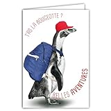 AFIE Karte für Abschied in neue Abenteuer, lustige Botschaft, mit Umschlag illustriert, Format 17,5 x 12 cm, lustiges Tier, lustig, Umzug oder Ruhestand, französische Herstellung 69-6223