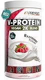 Veganes Proteinpulver Himbeere-Joghurt 1kg - unglaublich lecker & cremig - Vegan Protein 2K Blend ohne Soja - mit hochwertigem Reisprotein + Erbsenprotein - pflanzliches Eiweißpulver mit 76%