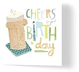 Wuzci Geburtstagskarte Cheers To Your Birthday, 150 mm Länge x 150 mm B