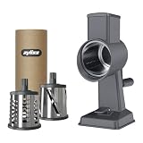 Zyliss Alu Trommelreibe Set, Käsereibe mit Kurbel, Gemüsereibe mit 3 Trommelklingen/Trommelblättern, Gemüseschneider, 5 Jahre G