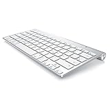 CSL - Bluetooth Tastatur kompatibel mit Mac Layout - Kabelloses Keyboard - Multimediatasten - QWERTZ-Layout - kompatibel mit iOS Android Windows - für PC Notebook Smartphone Tablet - Silb