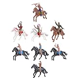 TOYANDONA 8 Stück Indianer Figuren Spielset, Indianer Actionfigur mit Pferd, Wild West Cowboy Miniatur-Actionfigur Dekoration (gemischter Stil)