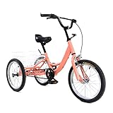 16 Zoll Kinder Dreirad Single Speed Kette 3-Rad Bike Kinderfahrräder mit Einkaufskorb und Verstellbarer Lenker&Sattel,für 7-10 Jahre Jungen/Mädchen (Hellorange)