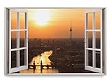 Paul Sinus Wandbild 120x80cm Fensterbild Berlin Deutschland Sonnenuntergang Kanal Ab