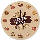 Nostalgische Ernte Dank Wanduhr aus Alu in Braun Beige und Gelb mit Ähren und Wein-Motiven - Nostalgisches Erntedank-Dekor für Ihr Z
