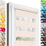 Estika Doppelrollo Klemmfix ohne Bohren - 65 cm x 120 cm - Rosy-Beige - 27 Stoff Farben, Tag und Nacht Duo Rollo, Rollos für Fenster ohne Bohren, Fenster sichtschutz (30 cm Stoffbreite)