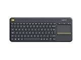 Logitech K400 Plus Kabellose Touch-TV-Tastatur mit integriertem Touchpad, Englishes QWERTY-Layout - Schw
