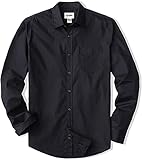 CQR Herren Regular Fit Langarm Hemd, Causual Button-Up Popline Hemd aus 100%, Tol503 1pack - Black, L