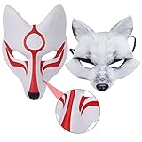 PACKOVE 2St Halloween-Maske des weißen Fuchses Maskerade Party Maske japanische Maskerade weißes Kostüm tierische Kostümparty kleidung Maskeradekostüm Partymaske Cosplay Zubehö