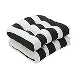 Pillow Perfect 636726 Sitzkissen für den Innen- und Außenbereich, getuftet, 48,3 x 48,3 cm, schwarz, 2 Stück