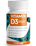 Vitamin D3 VEGAN 1000 IE - 365 Tabletten - Jahresvorrat Vitamin D3 - optimal hochdosiert - für Immunsystem und Knochen - ohne unerwünschte Zusatzstoffe - laborgeprüft mit Zertifikat - 100% veg