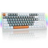 E-YOOSO TKL Gaming-Tastatur, 60 % mechanische Tastatur, kabelgebundene Gaming-Tastatur mit 87 Tasten, kompakte einfarbige Hintergrundbeleuchtung und RGB-Seitenlicht für PC, Mac, PS4 Gamer (b