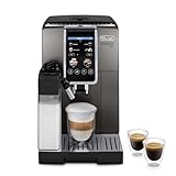 De'Longhi Dinamica Plus ECAM380.95.TB, Kaffeevollautomat mit LatteCrema Milchsystem, One-Touch-Cappuccino, mit 24 Rezepten, 3,5-Zoll TFT-Farbdisplay, 1450W, Titan/Schw