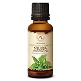 Zitronenmelissenöl 30ml - Mellissa Indicum - Indien Naturreines Ätherisches Zitronenmelisse Öl für Guten Schlaf - Rumduft - Aromatherapie - Entspannung - Aroma Diffuser - Duftlampe - Öl M