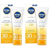 NIVEA SUN UV Gesicht Anti-Age Sonnenschutz Q10 mit LSF 30 (50 ml), feuchtigkeitsspendende Gesichtssonnencreme, Anti-Falten Sonnencreme mit Schutz vor UVA-/ UVB-Strahlung (Packung mit 2)