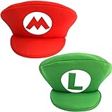 Miotlsy Mütze + Luigi Mütze rot und grün perfekt für Fasching, Halloween& Cosplay - Klassische Cappy Cap