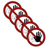 5 Stück XXL Zutritt verboten Aufkleber Ø 21cm Sticker kein Durchgang für unbefugte Personen verboten Verbotszeichen mit UV Schutz für Außen-und Innenbereich von STROBO