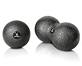 BODYMATE SET aus Faszien-Ball (Durchmesser 8CM) und Faszien-DUO-Ball (8x16cm) Schwarz, Selbstmassage-Ball für Faszientraining