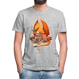 The Librarian's Horde Smart Dragon Klassisches Herren T-Shirt Grau mit Rundhalsausschnitt und kurzen Ärmeln M