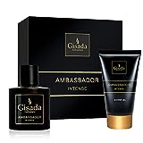 Gisada - Ambassador Intense Set | Geschenkset | Eau de Parfum 50 ml & Duschgel 100 ml | Würziger, frischer H