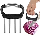 AOZUO Zwiebelhalter, Edelstahl Gemuseschneider Tomatenschneider Zwiebelschneider Zitrone Gemüse Slicer Schnitthilfe, für Kartoffeln Fleisch Zwiebeln Gemü