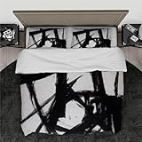Wewoo Home Schwarz Weißer Bettbezug Warmer Mikrofaser-Bettdeckenbezug Abstraktes Muster Alle Saison 3-teiliges Set (1 Bettbezug, 2 Kissenbezüge) 140x200