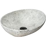 VBChome Waschbecken Stone 41 x 35 x 15 cm Kleine Keramik Oval Waschtisch Handwaschbecken Aufsatzwaschbecken Waschschale Gäste WC