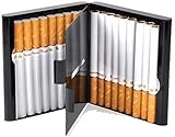 Zigarettenetui Lagerung für 20 Zigaretten Halter Zigarettenschachtel zigarettenhülle zigarettendose Double Sided Flip Open Pocket-Zigarettenetui Storage Container Geschenke (Black)