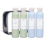 ASEVAT Auslaufsichere Reiseflaschen mit Klappdeckel, Shampoo und Conditioner, nachfüllbare Behälter für Lotion, Creme-Shampoo (blau + grün), 250 ml, 4 Stück