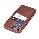 Dockem iPhone 12 und iPhone 12 Pro Handyhülle mit Kartenfach: Wallet Handytasche mit Integrierter Metallplatte für Magnet-Halterung [Exec M2, Braun]
