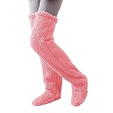 Hokuto Teddy-Beine Lange Socken Pelzige Beinwärmer Pfoten Oberschenkelstrümpfe Knie Flauschiger Plüsch Winter Zuhause Schlafen Slipper-Socken (Pink)