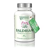Performance Control Baldrian - 750 mg Baldrianpulver/ Kapsel - 120 Kapseln für 4 Monate - Vegan - Made in Germany
