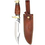 Perkin handgemachtes Jagdmesser mit Scheide - Ledergriff Bow