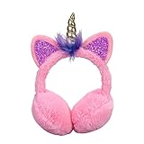 Fenical Ohrenschützer Mädchen Einhorn Plüsch Ohrenschützer Kopfbedeckungen niedlichen Cartoon Ohrenwärmer für Frauen Mädchen - pink