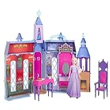 Disney Die Eiskönigin - Puppenhaus des Schlosses in Arendelle (6 cm+) mit Elsa-Puppe, 4 Spielbereichen und 15 Möbel- und Zubehörteilen aus dem Disney-Film Die Eiskönigin II, HTP22